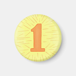 Number 1 magnet with yellow and orange