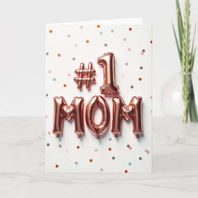Number 1 Mom Balloon Card (Front)