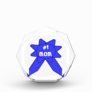 Number 1 Mom Blue Ribbon Acrylic Award