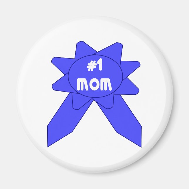 Number 1 Mom Blue Ribbon Magnet (Front)