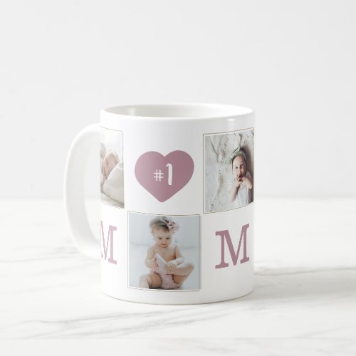 Number 1 Mom Mommy Photo Collage Gold Frame Coffee Mug