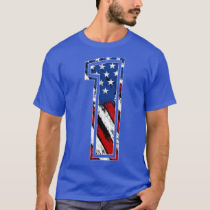Number 1 Red White and Blue American Flag 1 Jersey T-Shirt