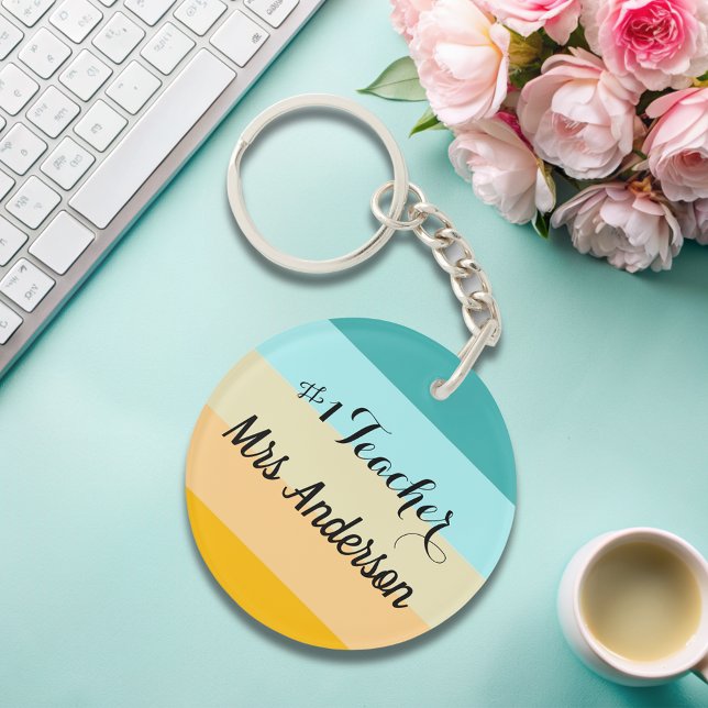 Number 1 teacher personalized colorful  keychain (Creator Uploaded)