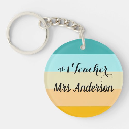 Number 1 teacher personalized colorful  keychain