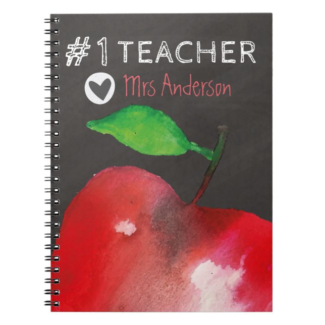 Number 1 Teacher | Personalized Red Apple Notebook (Front)