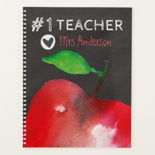 Number 1 Teacher  Personalized Red Apple Planner