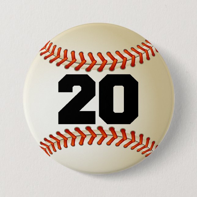 Number 20 Baseball Button (Front)