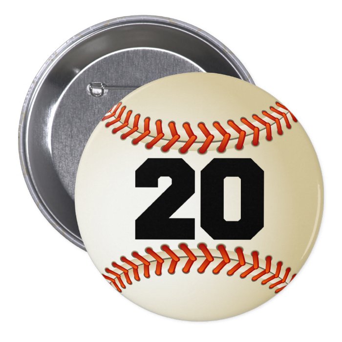 Number 20 Baseball Button