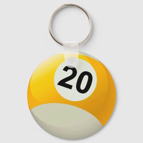 Number 20 Billiards Ball Keychain