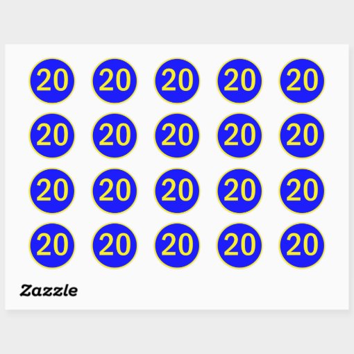 number 20 in a circle classic round sticker | Zazzle