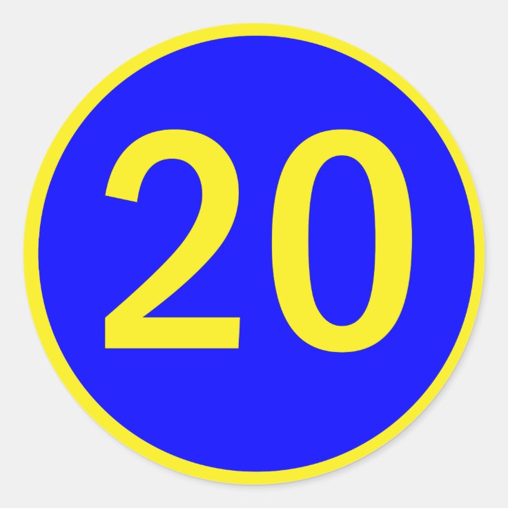 number 20 in a circle classic round sticker | Zazzle