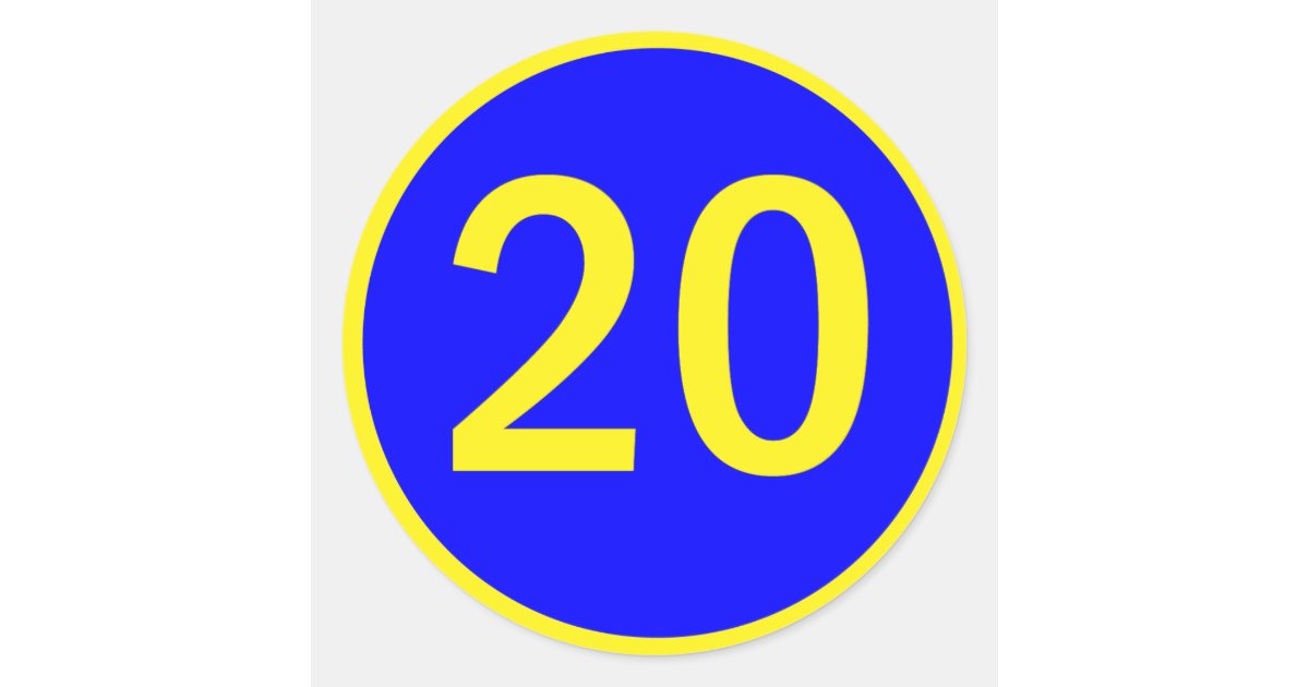 number 20 in a circle classic round sticker | Zazzle.com