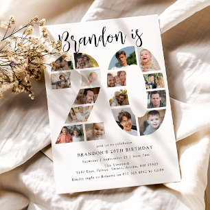 Number 20 Photo Collage 20th Birthday Party Invitation