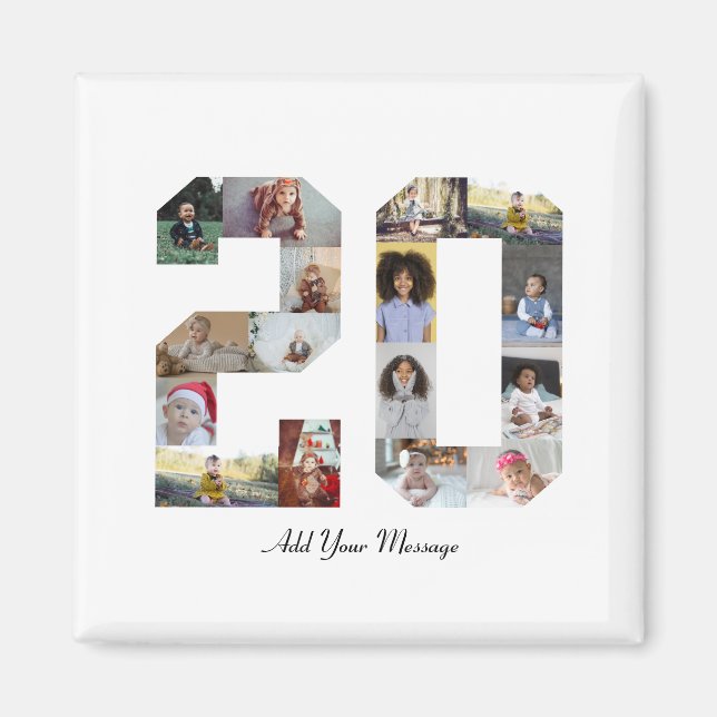 Number 20 Photo Collage Magnet (Front)