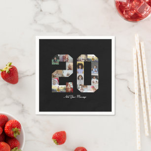 Number 20 Photo Collage Napkins