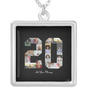 Number 20 Photo Collage Silver Plated Necklace