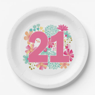 Number 21 21st Birthday Anniversary Party Paper Plates