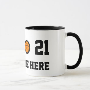 Number 21 basketball mug Personalizable