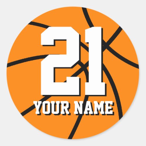 Number 21 basketball sticker  Personalizable name