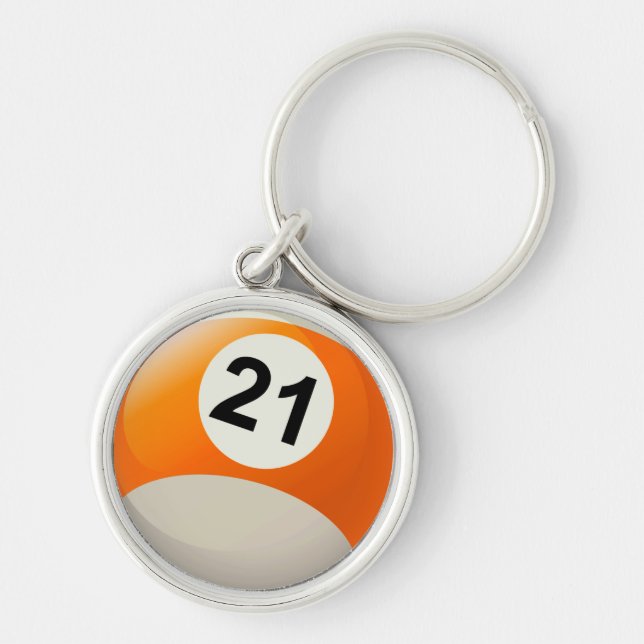 Number 21 Billiards Ball Keychain (Front)