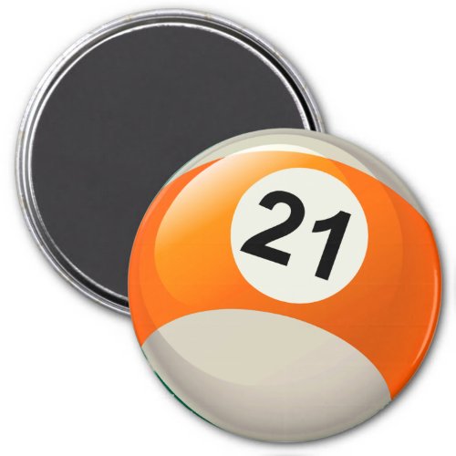Number 21 Billiards Ball Magnet