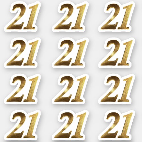Number 21 Faux Gold 21st Anniversary Sticker