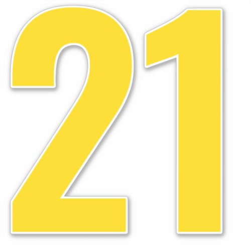 Number 21 Gold and White Sticker