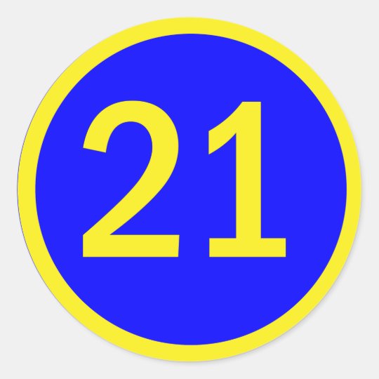 number 21 in a circle classic round sticker | Zazzle.com

