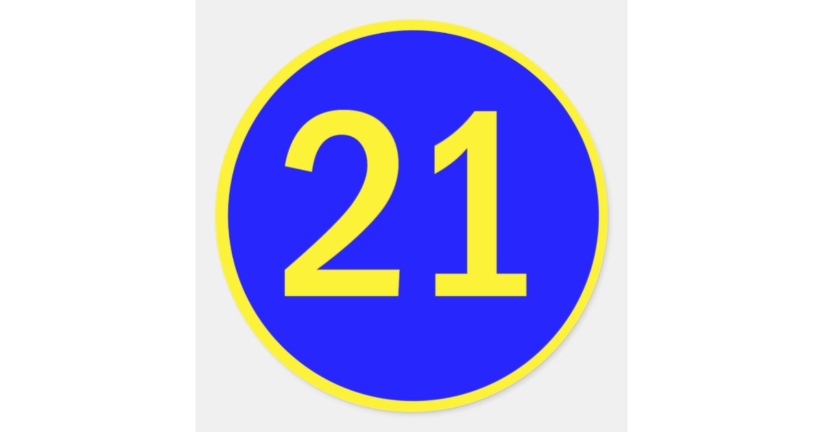number 21 in a circle classic round sticker | Zazzle