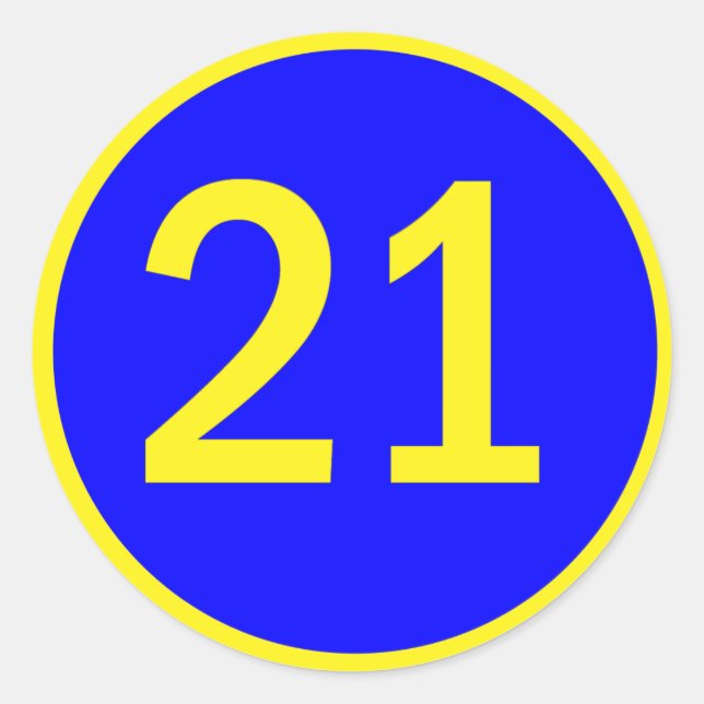 number 21 in a circle classic round sticker (Front)