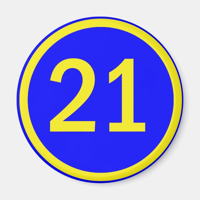 number 21 in a circle magnet (Front)