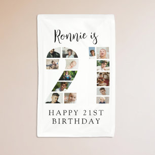 Number 21 Photo Co lage 21st Birthday Party Banner