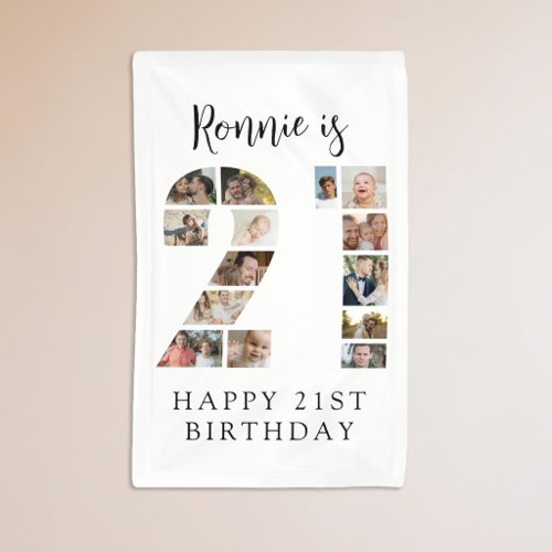 Number 21 Photo Co|lage 21st Birthday Party Banner