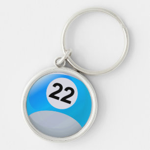 Number 22 Billiards Ball Keychain