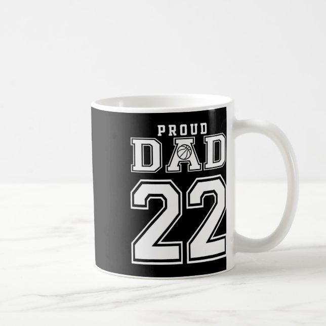 Number 22 Custom Proud Bysketbyll Dad Personalized Coffee Mug (Right)