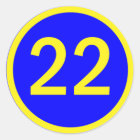 Number 22 Baseball Classic Round Sticker | Zazzle.com