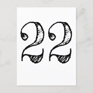 Number 22 - Number Twenty-Two Giant Manuscript Invitation Postcard