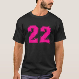 Number 22 Pink Sports Fan Jersey Number T-Shirt