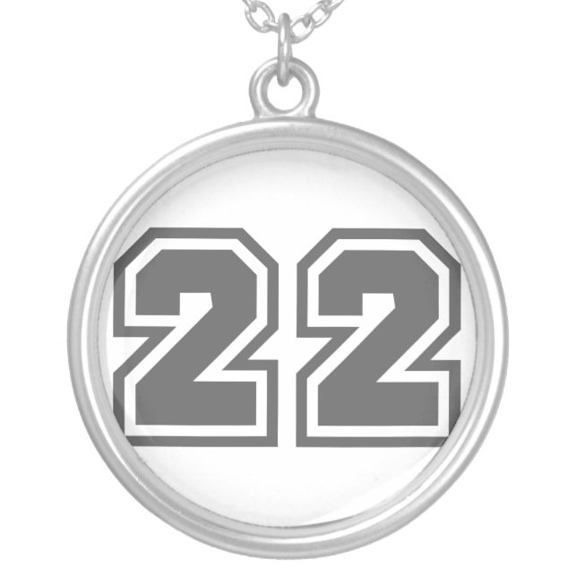 Number 22 silver plated necklace (Front)