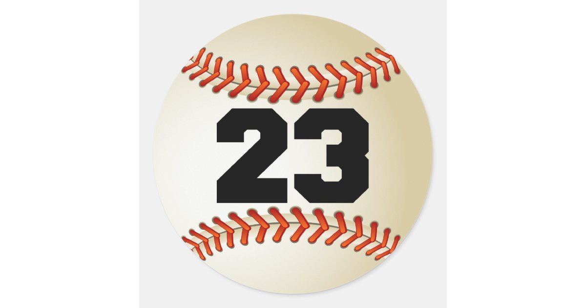 number-23-baseball-classic-round-sticker-zazzle