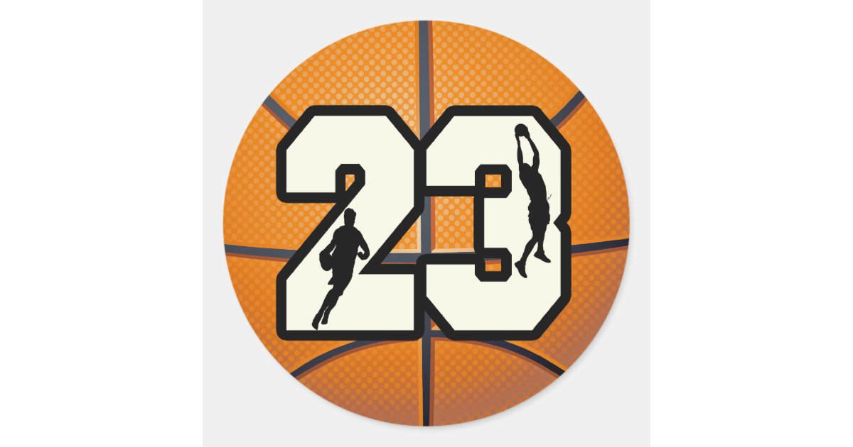 Number 23 Basketball Classic Round Sticker | Zazzle.com