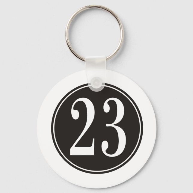 Number 23 - Black Circle (front) Keychain (Front)