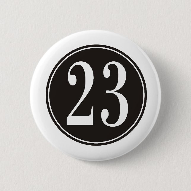 Number 23 - Black Circle (front) Pinback Button (Front)