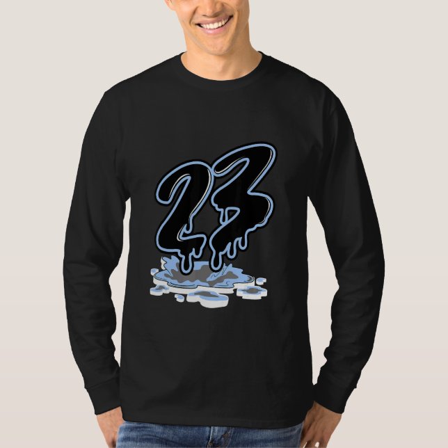 Number 23 Dripping Sneaker Match 4 University Blue T-Shirt (Front)