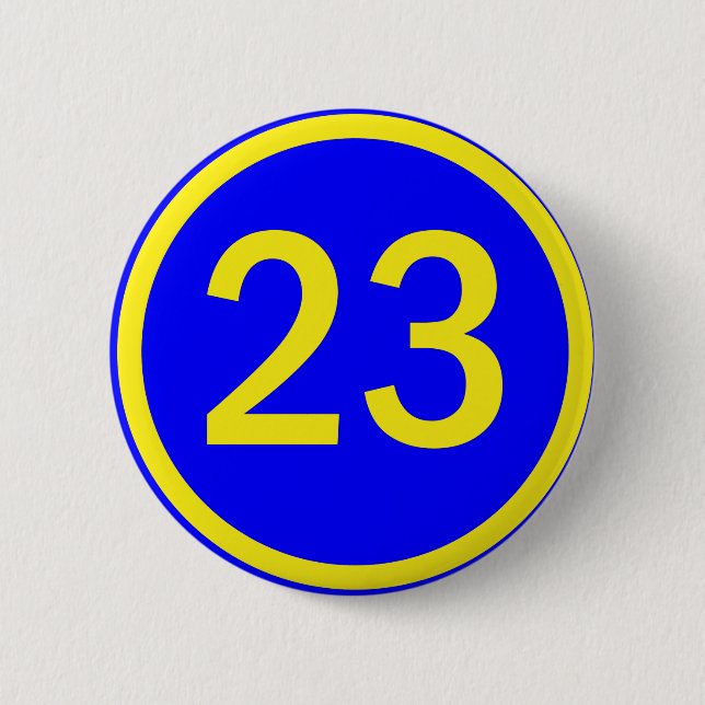number 23 in a circle pinback button (Front)