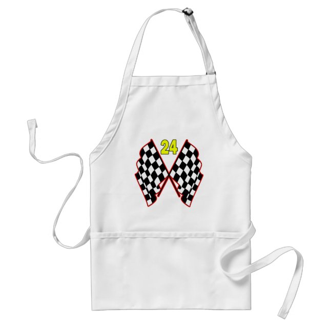 Number 24 and Checkered Flags Adult Apron (Front)