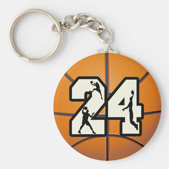 Number 24 Basketball Key Chain