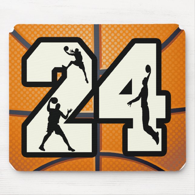 Number 24 Basketball Mouse Pad (Front)