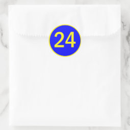 number 24 in a circle classic round sticker | Zazzle