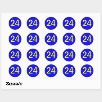 number 24 in a circle classic round sticker | Zazzle